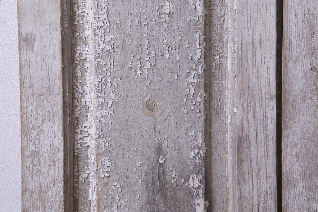 フランスアンティーク　シャビーな美しさが漂うペイントドア一対(木製扉、親子ドア、ディスプレイ)