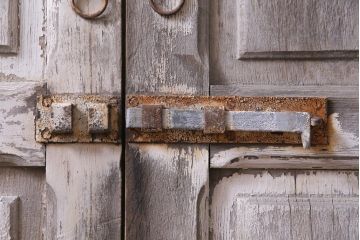 フランスアンティーク　シャビーな美しさが漂うペイントドア一対(木製扉、親子ドア、ディスプレイ)