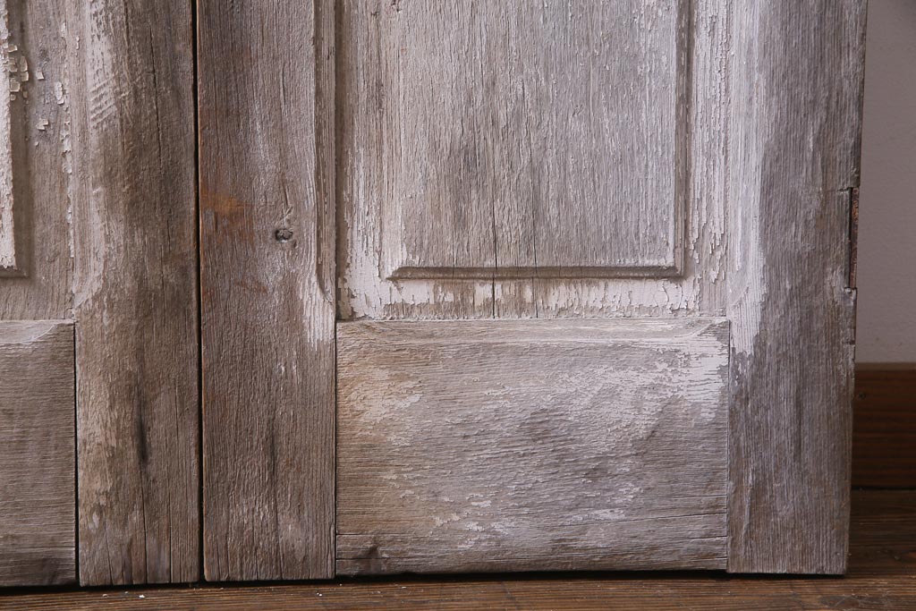 フランスアンティーク　シャビーな美しさが漂うペイントドア一対(木製扉、親子ドア、ディスプレイ)