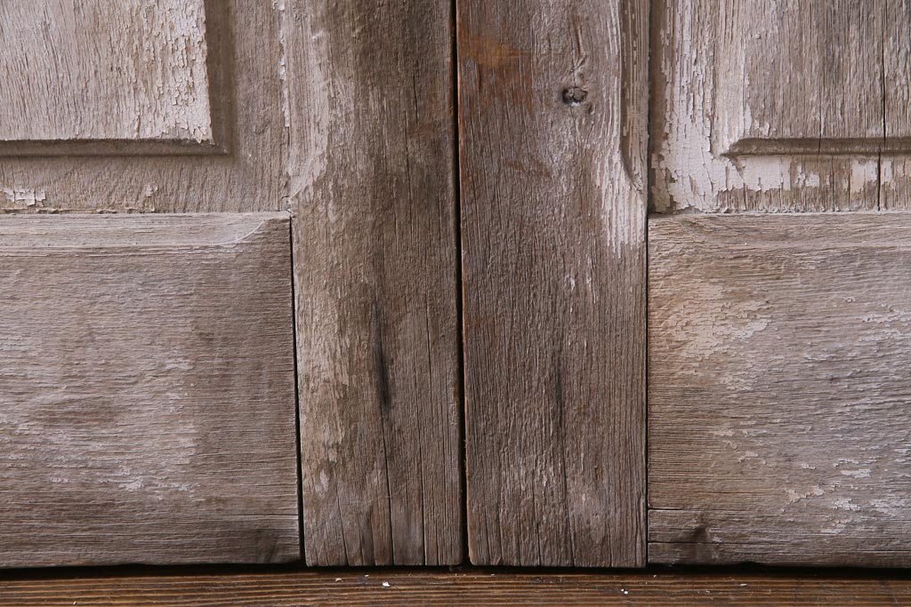 フランスアンティーク　シャビーな美しさが漂うペイントドア一対(木製扉、親子ドア、ディスプレイ)