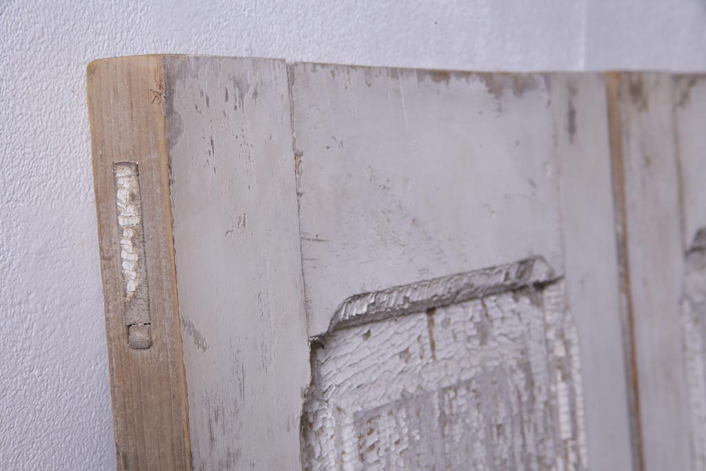 フランスアンティーク　シャビーな美しさが漂うペイントドア一対(木製扉、親子ドア、ディスプレイ)