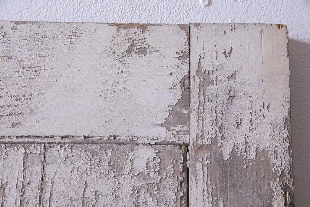 フランスアンティーク　シャビーな美しさが漂うペイントドア一対(木製扉、親子ドア、ディスプレイ)