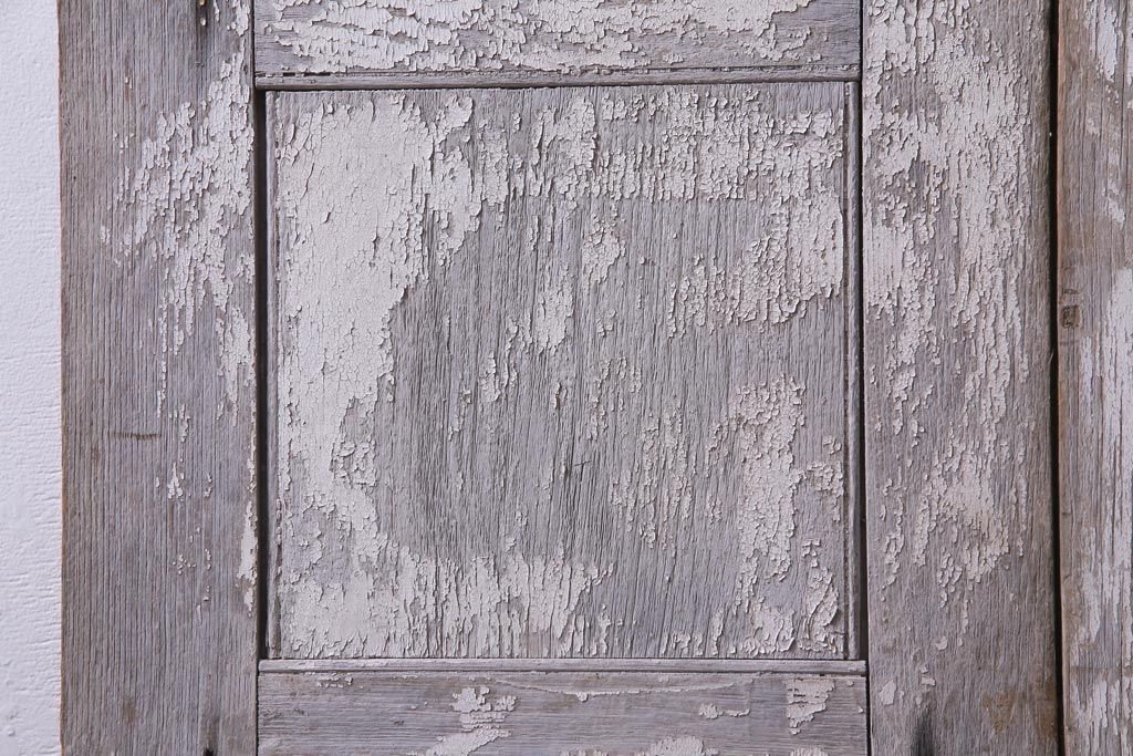 フランスアンティーク　シャビーな美しさが漂うペイントドア一対(木製扉、親子ドア、ディスプレイ)