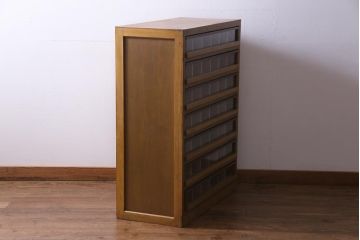 レトロ家具　昭和レトロ　古い木の味わいが魅力的な糸ケース(引き出し、小物収納)(1)