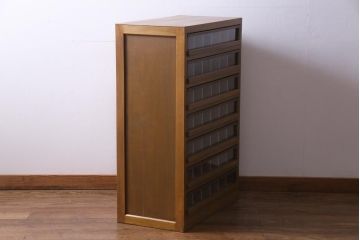 レトロ家具　昭和レトロ　古い木の味わいが魅力的な糸ケース(引き出し、小物収納)(2)