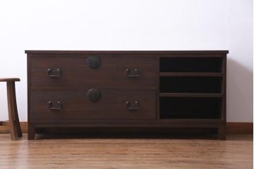 ラフジュ工房オリジナル　リメイク家具　箪笥の引き出しを活用した脚付きリビングボード(ローボード、収納棚)