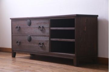 ラフジュ工房オリジナル　リメイク家具　箪笥の引き出しを活用した脚付きリビングボード(ローボード、収納棚)