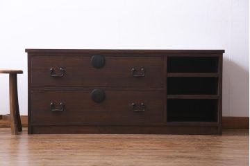 ラフジュ工房オリジナル　リメイク家具　箪笥の引き出しを活用したローボード(チェスト、テレビボード、収納棚)(1)
