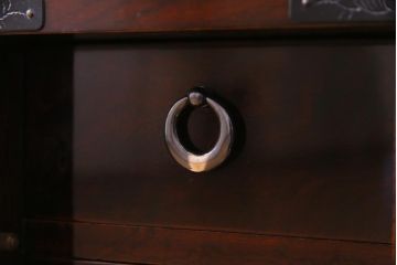 中古　伝統家具　仙台箪笥　唐獅子　豪華な金具が迫力のある片開き小箪笥(引き出し)