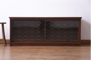 ラフジュ工房オリジナル　古建具リメイク　組子が和モダンな雰囲気醸し出すローボード・小(収納棚、戸棚)