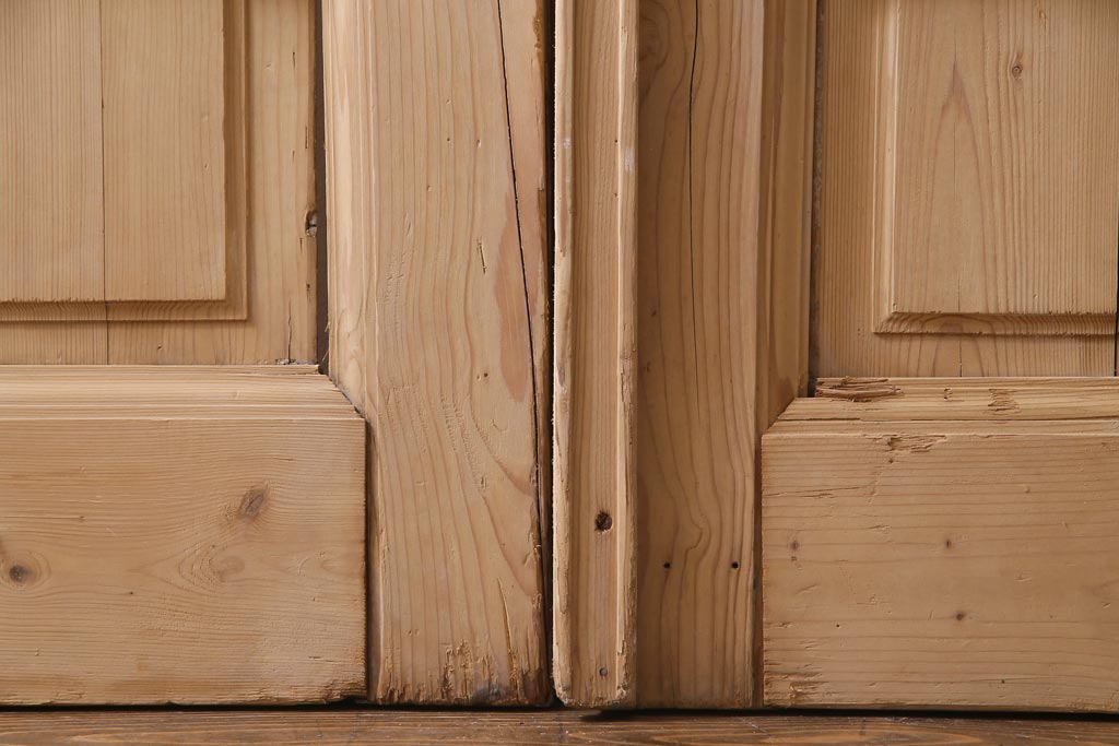 フランスアンティーク　両開き　アイアングリルがおしゃれな木製2枚扉(ドア1対、建具)