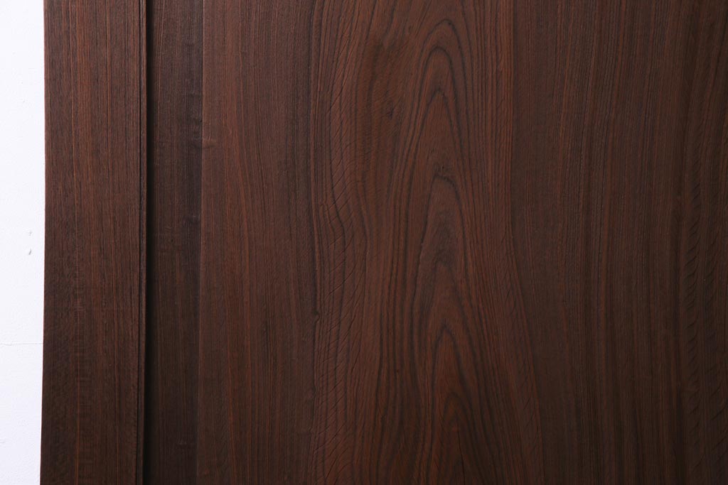 和製アンティーク　総ケヤキ材　ダイナミックな杢目を堪能できる木製戸(蔵戸、建具、玄関戸)(1)