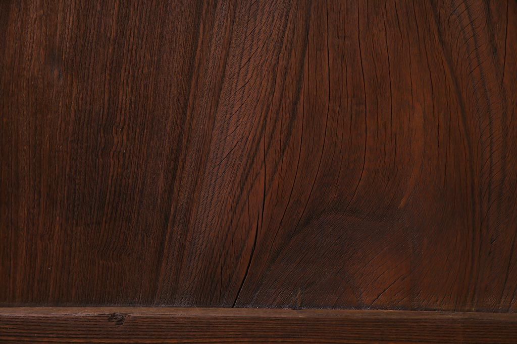 和製アンティーク　総ケヤキ材　ダイナミックな杢目を堪能できる木製戸(蔵戸、建具、玄関戸)(2)