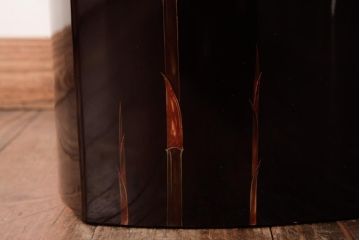 アンティーク雑貨　和製アンティーク　箱付き　漆塗り　わびさびを感じる竹模様の火鉢2個セット