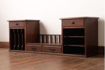 アンティーク家具　大正期　栓材　資料の整理にうってつけ!木の温もり溢れる書類棚(収納棚)