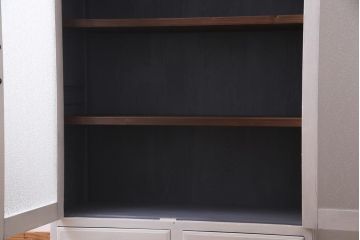 ペイント家具　淡いカラーがレトロな雰囲気を醸し出すキャビネット(本箱、収納棚)