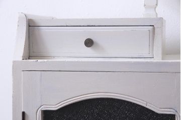 ペイント家具　淡いカラーがレトロな雰囲気を醸し出すキャビネット(本箱、収納棚)