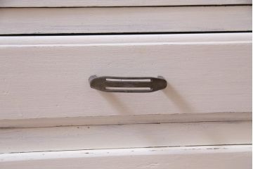 ペイント家具　淡いカラーがレトロな雰囲気を醸し出すキャビネット(本箱、収納棚)