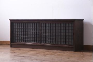 ラフジュ工房オリジナル　マス目格子がおしゃれな古建具リメイクのローボード(戸棚、テレビボード)