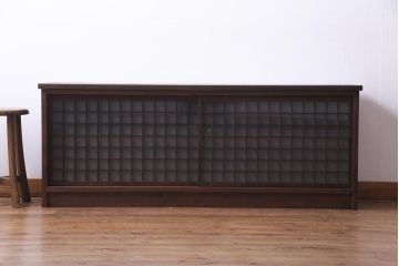 ラフジュ工房オリジナル　マス目格子がおしゃれな古建具リメイクのローボード(戸棚、テレビボード)