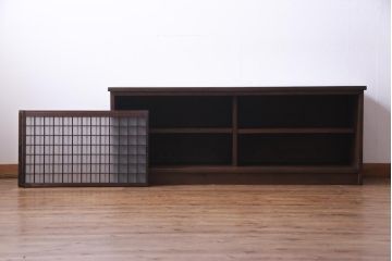 ラフジュ工房オリジナル　マス目格子がおしゃれな古建具リメイクのローボード(戸棚、テレビボード)