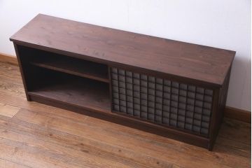 ラフジュ工房オリジナル　マス目格子がおしゃれな古建具リメイクのローボード(戸棚、テレビボード)