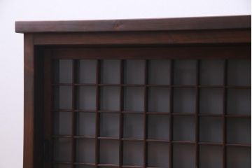 ラフジュ工房オリジナル　マス目格子がおしゃれな古建具リメイクのローボード(戸棚、テレビボード)