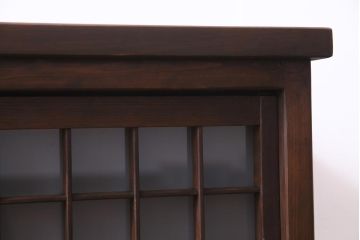 ラフジュ工房オリジナル　マス目格子がおしゃれな古建具リメイクのローボード(戸棚、テレビボード)