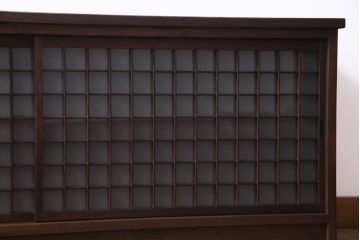 ラフジュ工房オリジナル　マス目格子がおしゃれな古建具リメイクのローボード(戸棚、テレビボード)