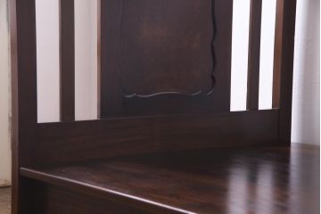 中古　シモンズ社製マットレス付き　マホガニー材突板仕上げ　パーケットで作られたデザインが魅力的な高級木製ベッド