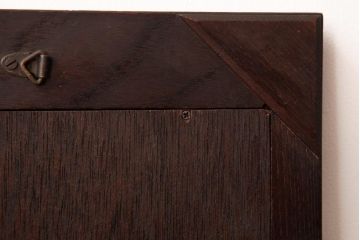 アンティーク雑貨　ビンテージ　シンプルで味のあるケヤキ材枠のウォールミラー(壁掛け鏡)