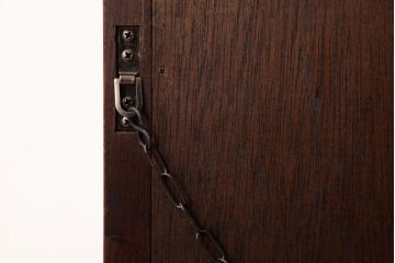 アンティーク雑貨　ビンテージ　シンプルで味のあるケヤキ材枠のウォールミラー(壁掛け鏡)