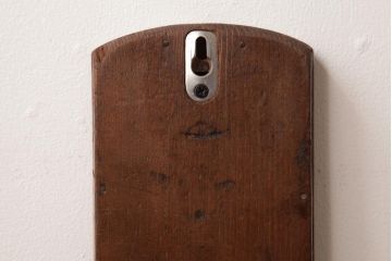 アンティーク雑貨　和製アンティーク　木製枠がレトロな細身のウォールミラー(壁掛け鏡)
