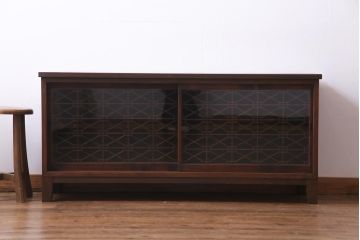 ラフジュ工房オリジナル　脚付き　古建具リメイク　組子が和モダンな雰囲気醸し出すローボード・小(収納棚、戸棚)