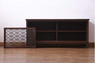 ラフジュ工房オリジナル　脚付き　古建具リメイク　組子が和モダンな雰囲気醸し出すローボード・小(収納棚、戸棚)