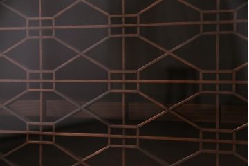 ラフジュ工房オリジナル　脚付き　古建具リメイク　組子が和モダンな雰囲気醸し出すローボード・小(収納棚、戸棚)
