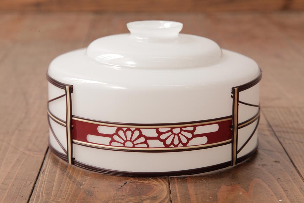 昭和期　花のモチーフが可愛らしいレトロなペンダントライト(天井照明、シェード)(2)