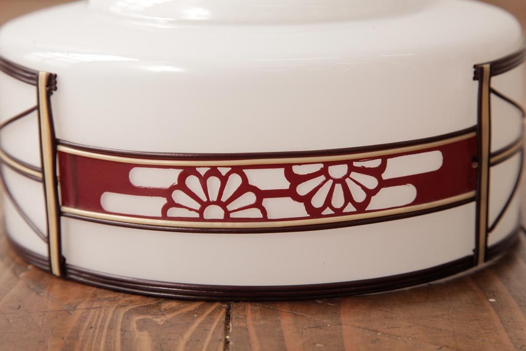 昭和期　花のモチーフが可愛らしいレトロなペンダントライト(天井照明、シェード)(2)