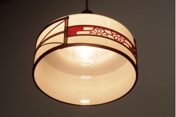 昭和期　花のモチーフが可愛らしいレトロなシーリングライト(天井照明、シェード)(2)