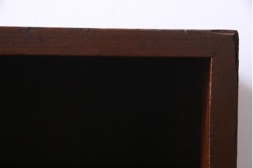 レトロ家具　昭和初期　赤みがかった木の色合いがレトロな引き出し付き本棚(収納棚、ブックシェルフ)(1)