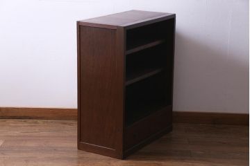 レトロ家具　昭和初期　赤みがかった木の色合いがレトロな引き出し付き本棚(収納棚、ブックシェルフ)(1)