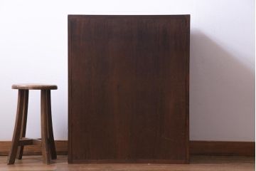 レトロ家具　昭和初期　赤みがかった木の色合いがレトロな引き出し付き本棚(収納棚、ブックシェルフ)(1)