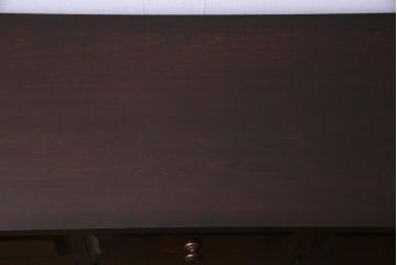 中古　北海道民芸家具　天板樺無垢材　使いやすいサイズへと生まれ変わったシックなリメイクサイドボード(食器棚、収納棚)(1)