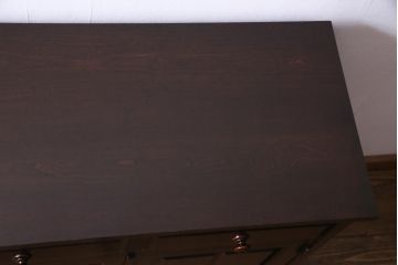中古　北海道民芸家具　天板樺無垢材　使いやすいサイズへと生まれ変わったシックなリメイクサイドボード(食器棚、収納棚)(2)