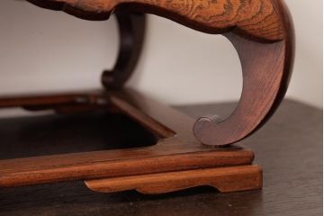 アンティーク雑貨　和製アンティーク　総ケヤキ材　漆塗り　杢目が魅力的な二重天の花台(飾り台)
