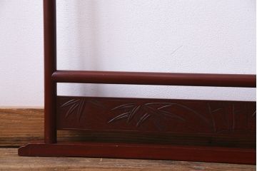 アンティーク雑貨　昭和初期　二つ折り　フック付　赤みがかった色合いが上品な衣桁(ハンガーラック、着物掛け)