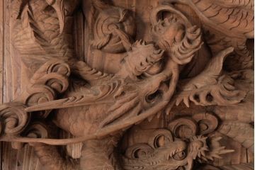 アンティーク雑貨　和製アンティーク　昭和期　龍雲作　双龍　迫力ある作りの雲水龍の蛙股(置き物、ディスプレイ)