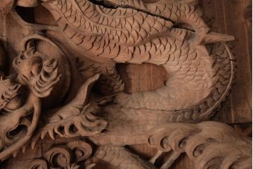 アンティーク雑貨　和製アンティーク　昭和期　龍雲作　双龍　迫力ある作りの雲水龍の蛙股(置き物、ディスプレイ)