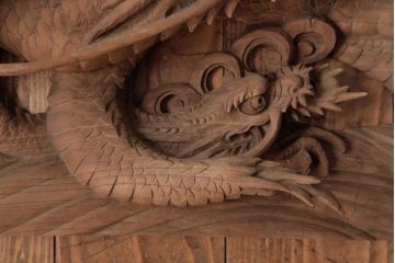 アンティーク雑貨　和製アンティーク　昭和期　龍雲作　双龍　迫力ある作りの雲水龍の蛙股(置き物、ディスプレイ)