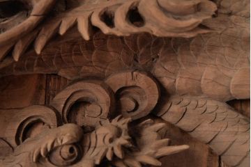 アンティーク雑貨　和製アンティーク　昭和期　龍雲作　双龍　迫力ある作りの雲水龍の蛙股(置き物、ディスプレイ)